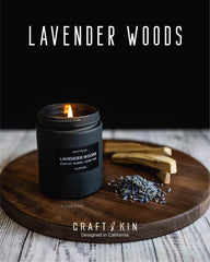 Gift-ready Craft & Kin candle in sleek black packaging