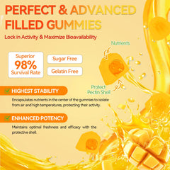 Crasye Probiotic Gummies mango flavor close-up suggesting tasty daily gut support