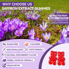 Bear-shaped Crasye saffron gummies for kids with a friendly appearance.