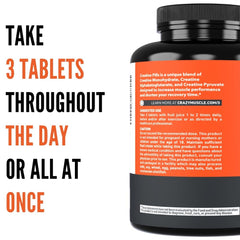 Crazy Muscle Threeatine keto-friendly label signals gluten-free nutrition.