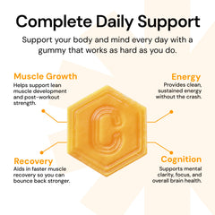 Create Creatine Monohydrate Gummies orange gummy closeup showing texture and chewability
