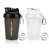 CREAWELLAY 2 pack shaker bottles with handle in front view for on-the-go protein shakes