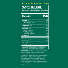 CRISP POWER Protein Pretzels Everything ingredients panel highlights plant-based nutrition