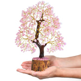 Crocon Rose Quartz Crystal Tree decor enhances a calming home ambiance with gentle pink energy.