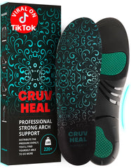 CRUVHEAL Emerald arch support insole closeup showing 1.4-inch arch.