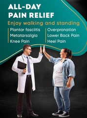CRUVHEAL Emerald arch support insole highlighting heel and forefoot gel padding for shock absorption.