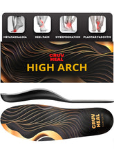 CRUVHEAL high-arch insoles front view offering arch support for daily comfort.