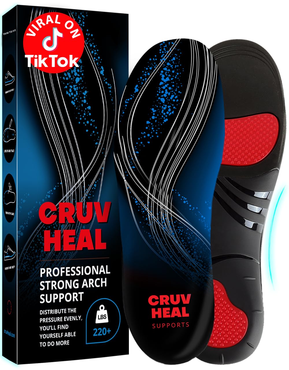 CRUVHEAL plantar fasciitis insoles arch support for all day comfort