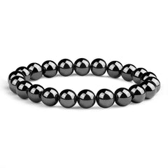 Crystal Vibe Hematite bracelet close-up of 8mm beads for everyday calm