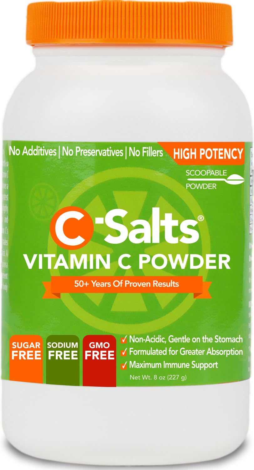 C-Salts Vitamin C powder bottle for daily immune support and ease of use.