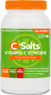 C-Salts Vitamin C powder bottle for daily immune support and ease of use.