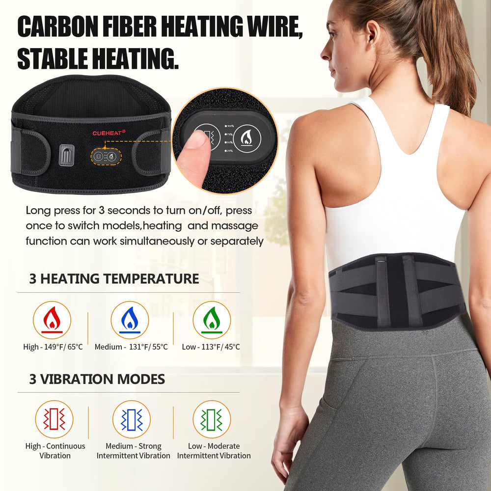 CUEHEAT battery powered belt with 7.4V battery enables long unplugged sessions