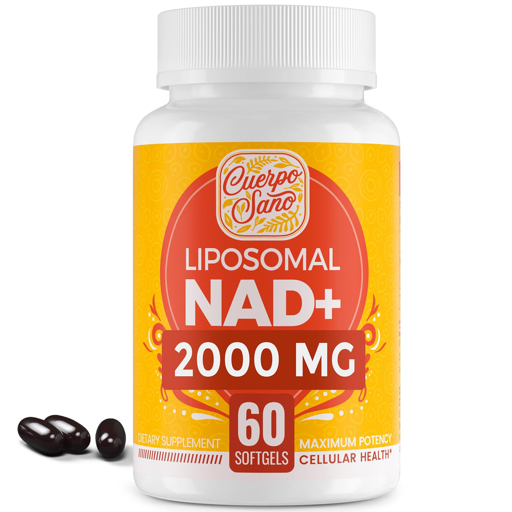Cuerpo Sano NAD 2000mg bottle showcases premium dosing for daily cellular energy support.