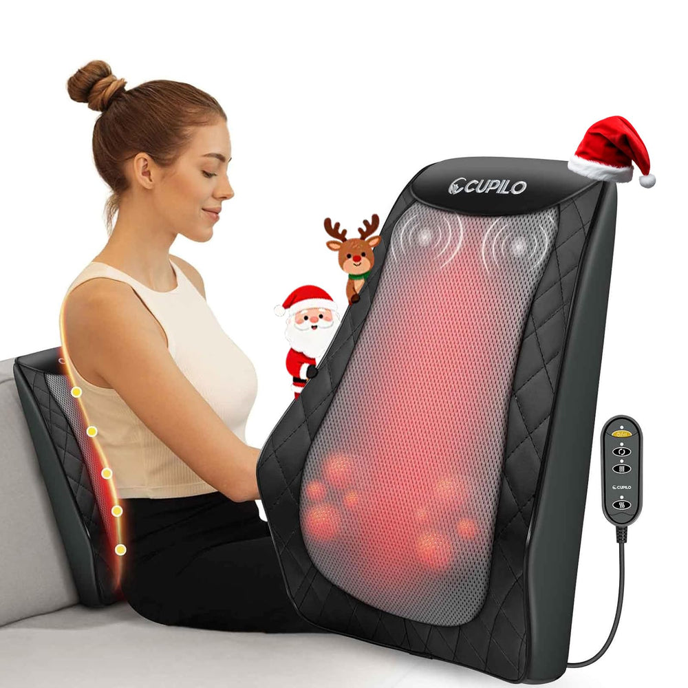 CuPiLo back and neck massager full view illustrating broad shoulder coverage for neck relief.