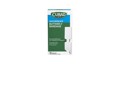 CURAD Butterfly Closure Waterproof Bandages in a box for easy storage and use.