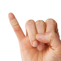 Curad flex-fabric bandage with nonadherent pad for wound comfort.