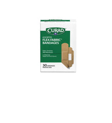 Curad Flex-Fabric bandages in assorted sizes protect minor cuts during daily activities.