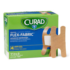 Curad flex-Fabric bandage close-up shows breathable weave and comfort