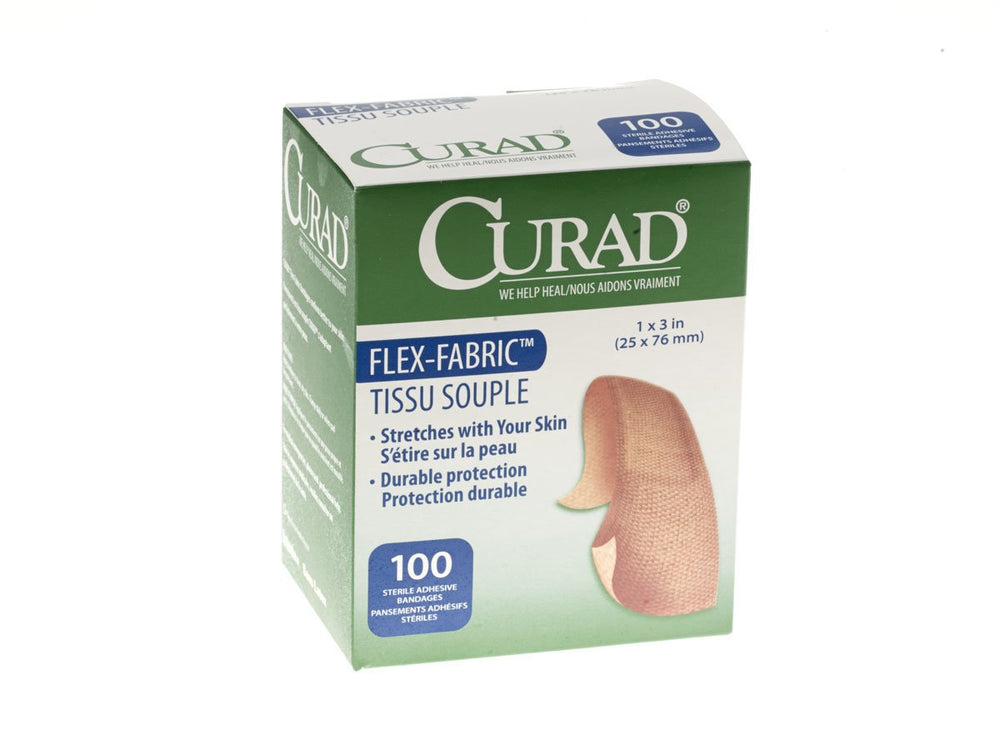 Curad venda adhesiva de tela flexible 1x3, protección duradera y transpirabilidad.