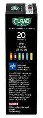 Curad bandage absorbs moisture to help manage minor wounds.