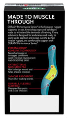 Curad rugged woven fabric bandage bending with movement for durable protection.