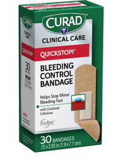 Curad QuickStop! tiritas con agente detenedor natural para heridas leves.