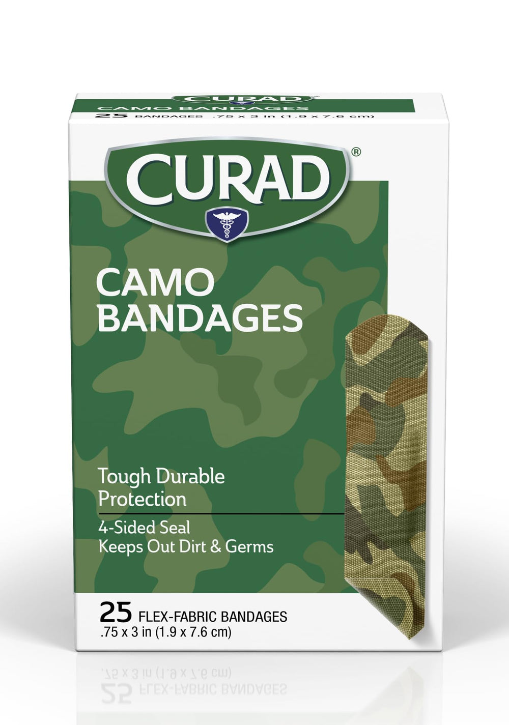 Curad verde camo banda adhesiva de tela flexible para cortes pequeños