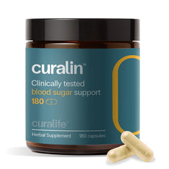 Curalife Curalin bottle front with 180 capsules for daily use.