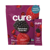 Cure Hydration Berry Pomegranate packet ready to mix for on the go hydration.