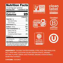 Cure Hydration Blood Orange packets side view highlighting portable, no-sugar electrolyte mix.