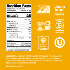 Cure Hydration Ginger Turmeric packet opened to mix electrolytes