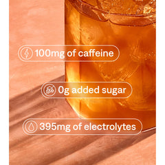 Prepared Cure Hydration Peach drink in glass for ready-to-use energy.