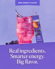 Cure Hydration with plant-based energy boost featuring 100 mg caffeine.