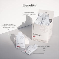 CYMBIOTIKA Creatine+ pouch spill shows convenient on-the-go nutrition for workouts.