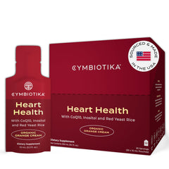 CYMBIOTIKA Heart Health bottle with CoQ10 for absorption and circulation support.
