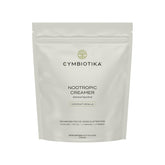 CYMBIOTIKA Nootropic Creamer bottle shown, vegan and keto-friendly for focused mornings.