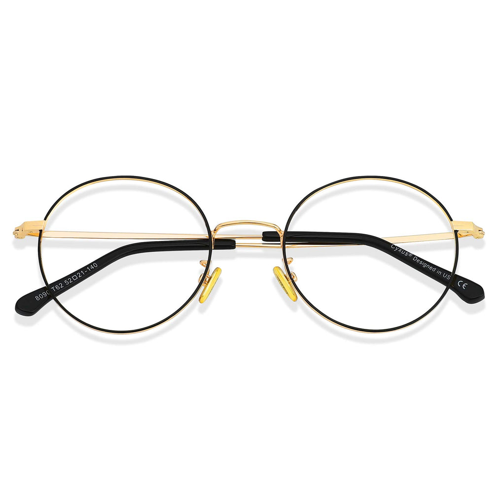 Cyxus blue light glasses with round frame for daily screen use and eye comfort.
