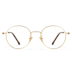 Cyxus round blue light glasses front view for office use.