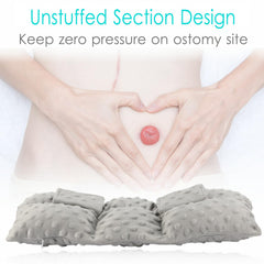D. Cozy ostomy seatbelt pillow side zip detail allows easy customization and packing.
