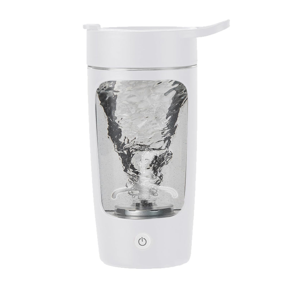 Daasigwaa electric shaker bottle front view with clear Tritan body for visibility