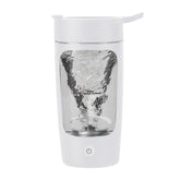Daasigwaa electric shaker bottle front view with clear Tritan body for visibility