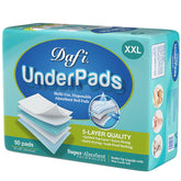 DAFI XL 30x36 disposable bed pad front view; ultra-absorbent for quick dryness.