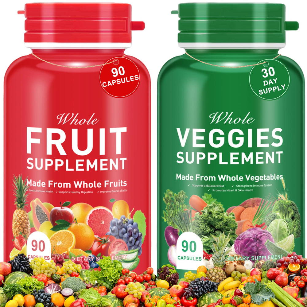 Daiasns fruit and veg supplement bottle front, showcasing plant-based daily nutrition