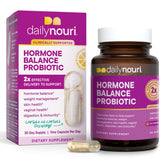 DAILYNOURI Hormone Balance Probiotic bottle shows daily capsules for balance support