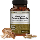 DailyNutra Mushroom Defense bottle front view highlighting immune support capsules.