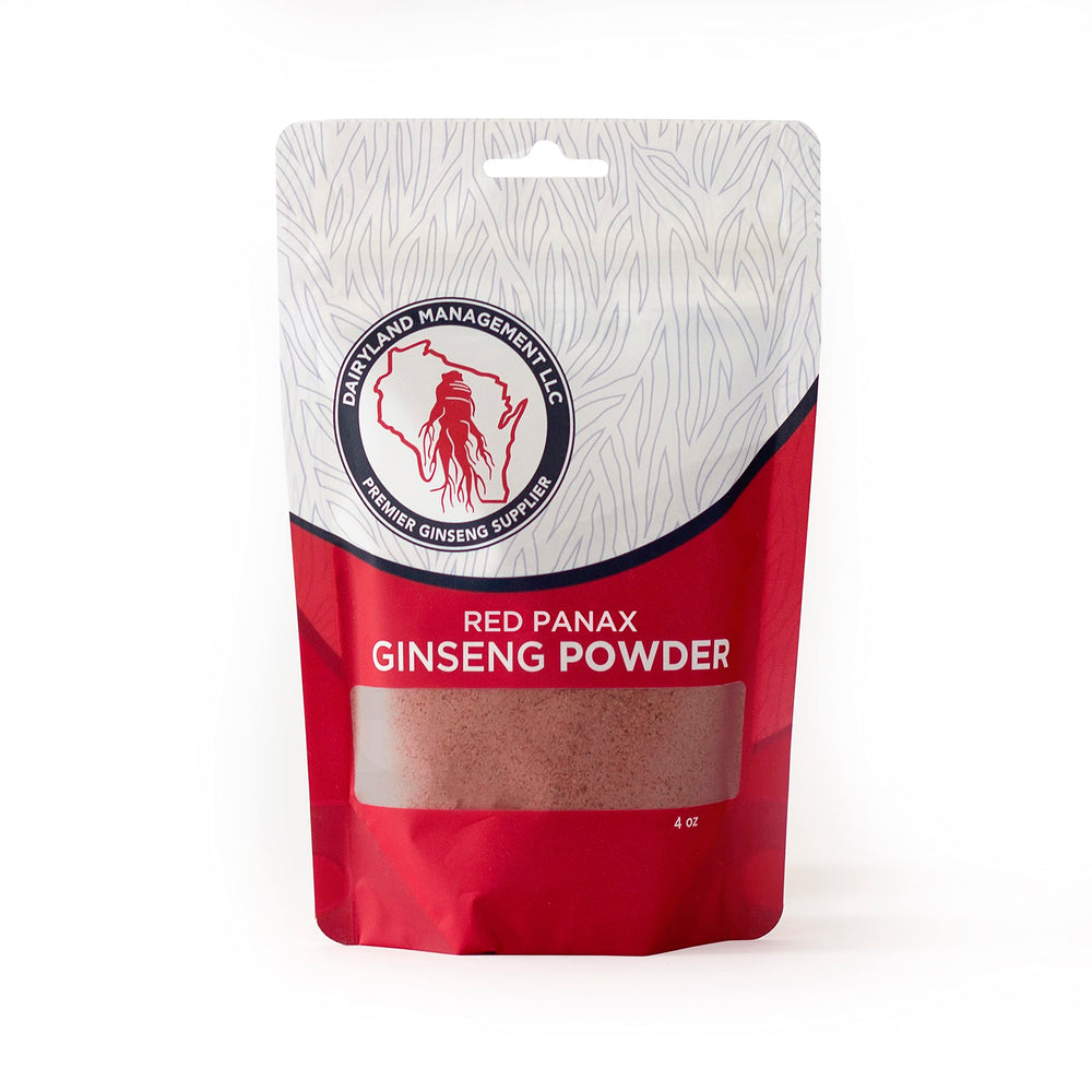 Dairyland Red Panax Ginseng powder bottle front showing premium bottle and label for energy and focus