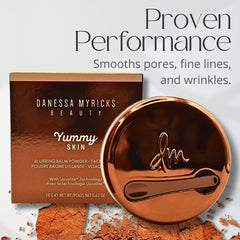 Hand swatch of Danessa Myricks Yummy Skin Blurring Balm Powder demonstrates balm-to-powder transition.