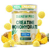 DANEW Pro Creatine Gummy 5g pineapple bottle showcasing pineapple flavor for muscle support.