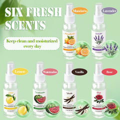 Dansib scented sanitizer collection with lavender, rose, and citrus aromas.