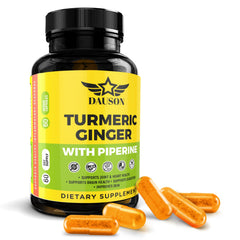 DAUSON turmeric ginger piperine capsules bottle for daily wellness support